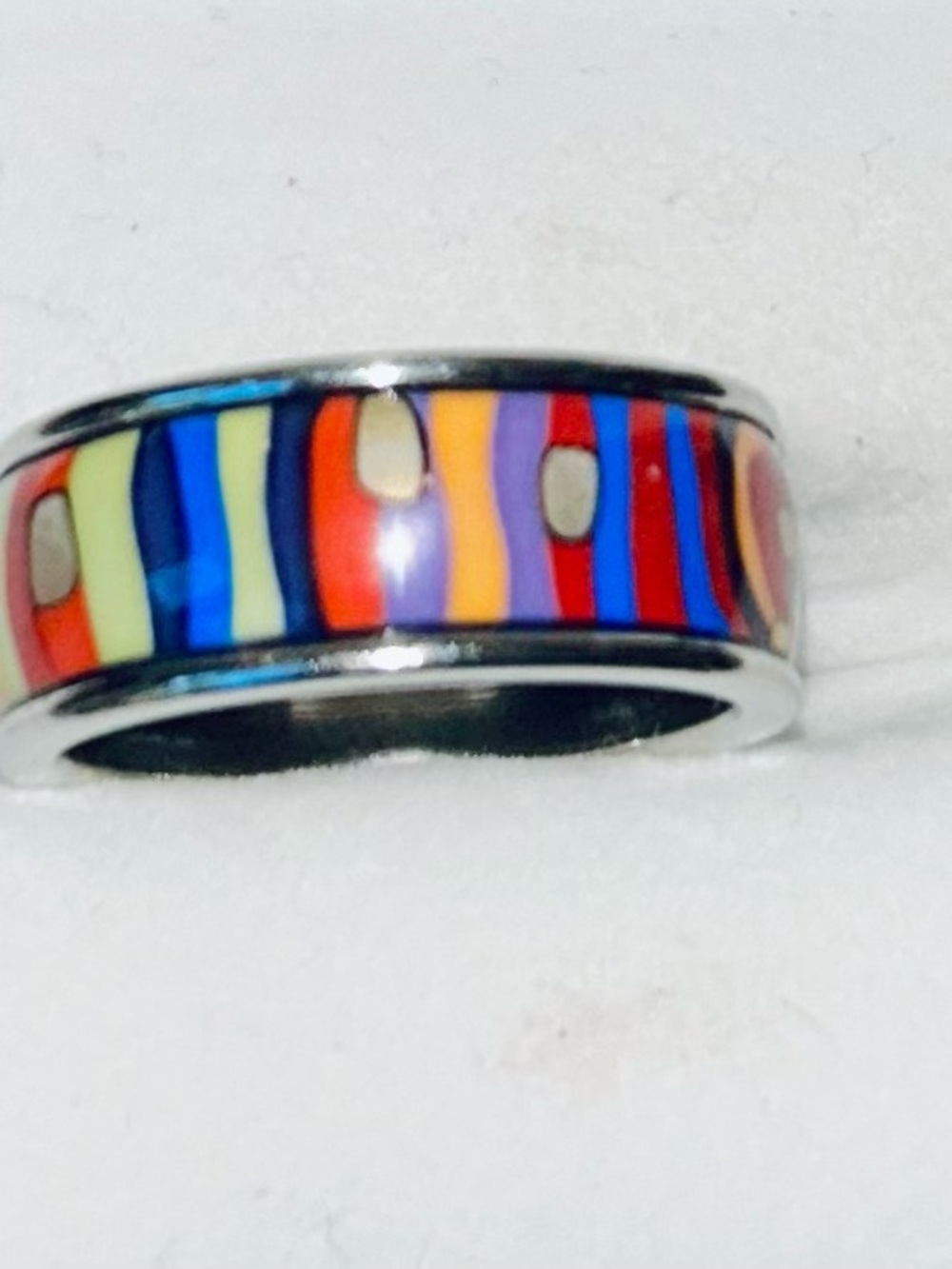 FREYWILLE Ring 💍 - Hundertwasser “Spiral of Life” Miss Ring Fire Enamel Silver - Picture 8 of 13